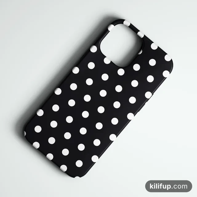 Classic Polka Siyah Telefon Kılıfı – iPhone ve Samsung model seçenekli