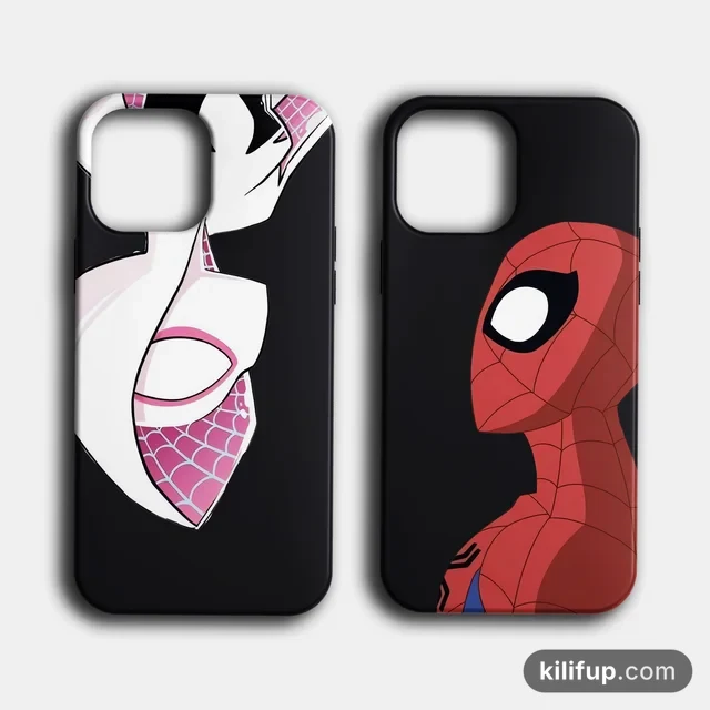 Spiderman&Gwen Couple Portre Telefon Kılıfı – iPhone ve Samsung model seçenekli
