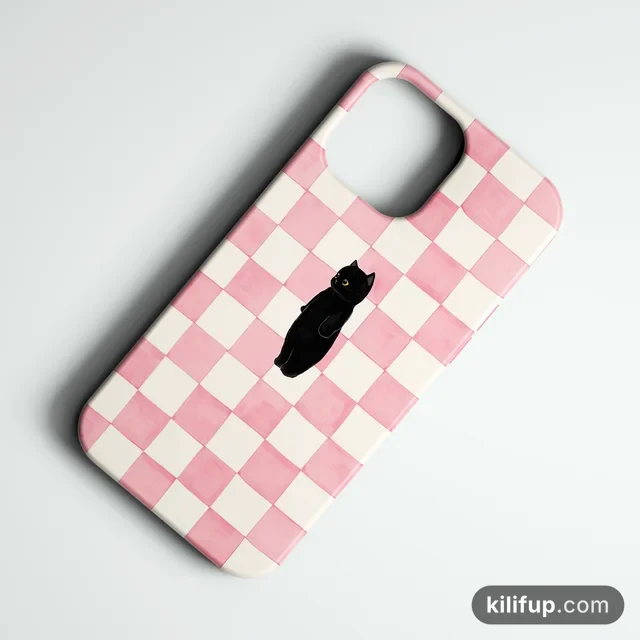 Checker Cat Telefon Kılıfı – iPhone ve Samsung model seçenekli