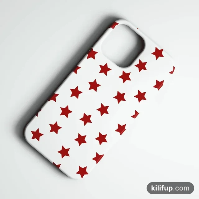Stars White&Red Telefon Kılıfı – iPhone ve Samsung model seçenekli