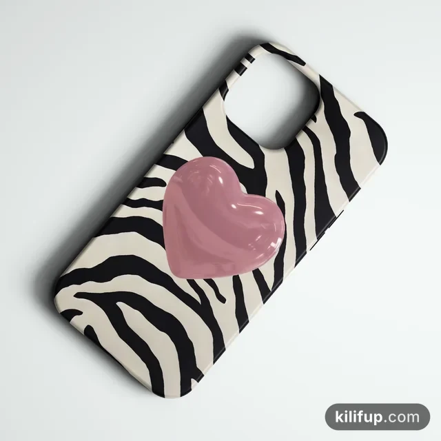 Zebra Heart Telefon Kılıfı – iPhone ve Samsung model seçenekli