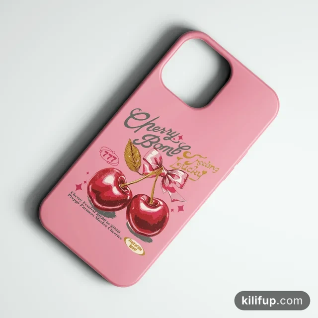 Cherry Bomb Pembe Kiraz Telefon Kılıfı – iPhone ve Samsung model seçenekli