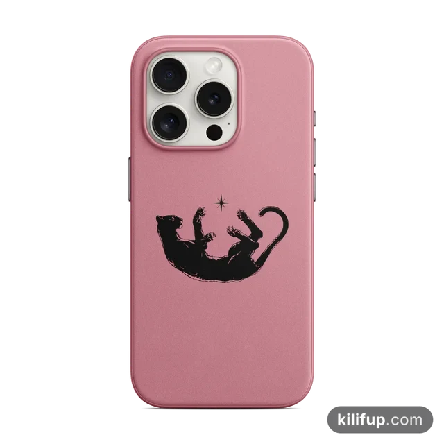 Kedi Siluet Pembe Telefon Kılıfı – iPhone ve Samsung model seçenekli