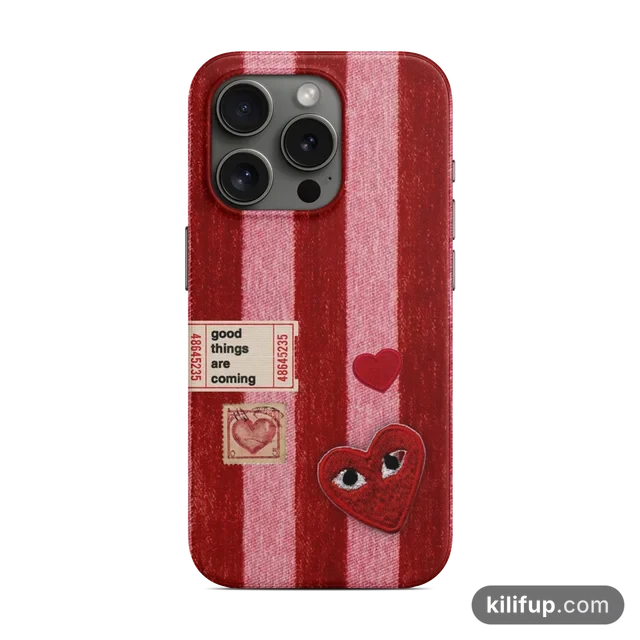 Çizgili Kalp Telefon Kılıfı