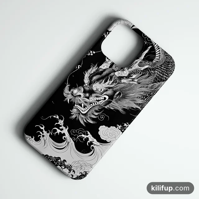 Dragon Siyah Telefon Kılıfı – iPhone ve Samsung model seçenekli