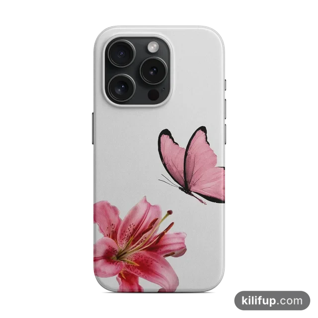 Kelebek ve Çiçek Telefon Kılıfı – iPhone ve Samsung model seçenekli