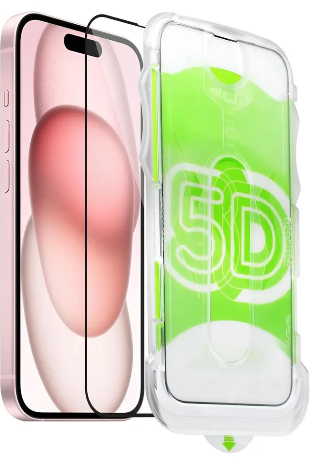Iphone 15 PRO Tam Kaplayan Ekran Koruyucu - Darbe Emici Temperli Kırılmaz Cam - Extra İnce