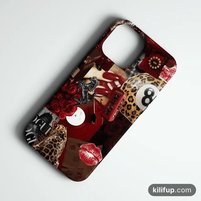 Cherry Bomb Kolaj Telefon Kılıfı – iPhone ve Samsung model seçenekli