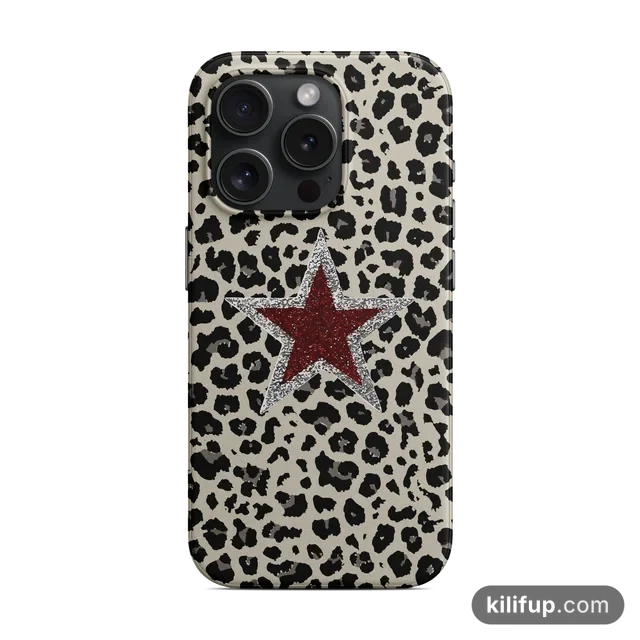 Yıldızlı Leopar Telefon Kılıfı – iPhone ve Samsung model seçenekli