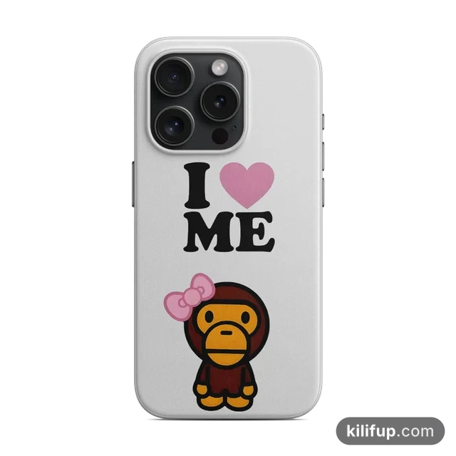 I Love Me Maymun Pembe Kalp Telefon Kılıfı – iPhone ve Samsung model seçenekli