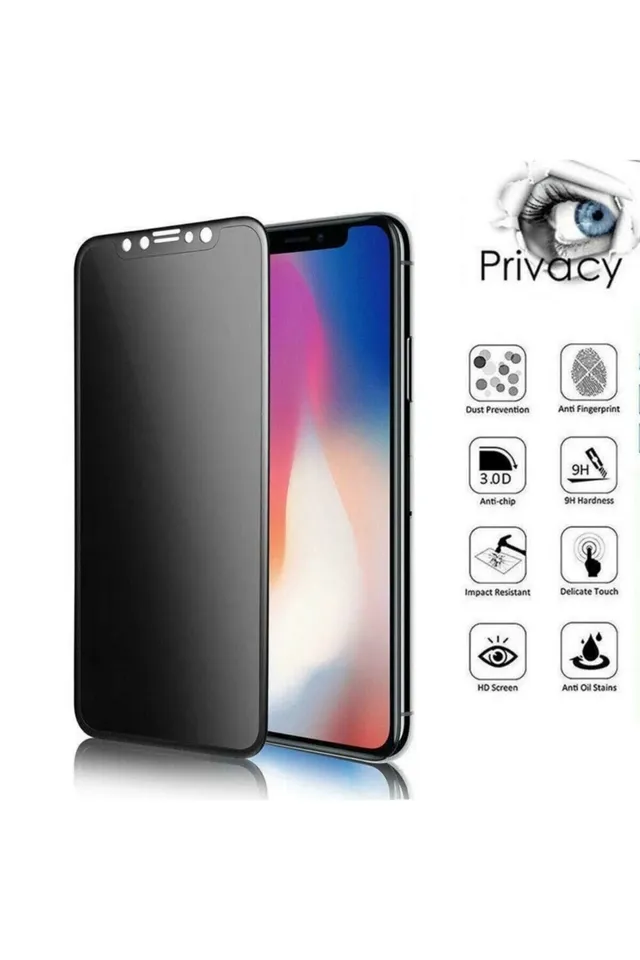 Iphone Xs Max Gizli Hayalet 5d Tam Kaplayan Kırılmaz Cam ( Siyah ) - Extra İnce