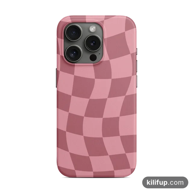 Kareli Pembe Telefon Kılıfı – iPhone ve Samsung model seçenekli