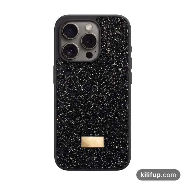 Swarovski Taşlı Siyah Telefon Kılıfı – şeffaf model seçenekli
