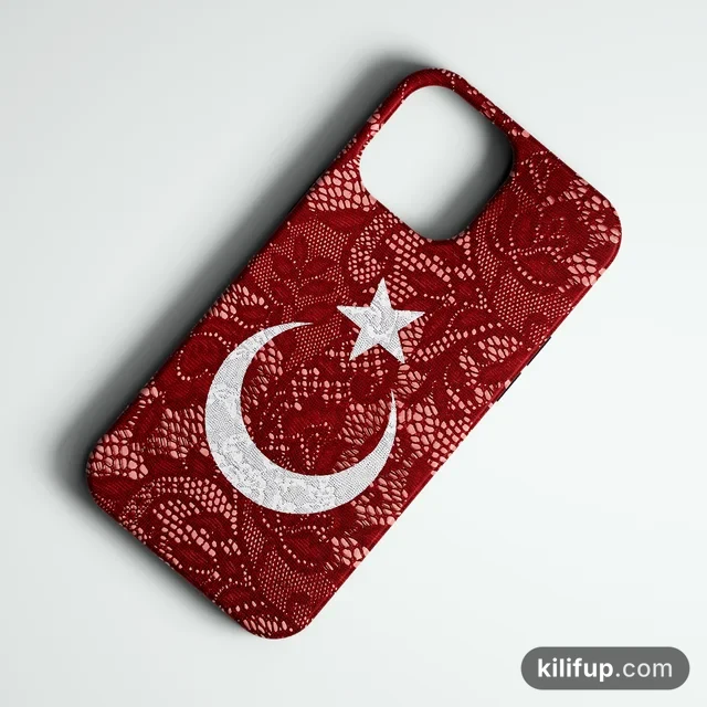 Türk Bayrağı Dantel Telefon Kılıfı – iPhone ve Samsung model seçenekli