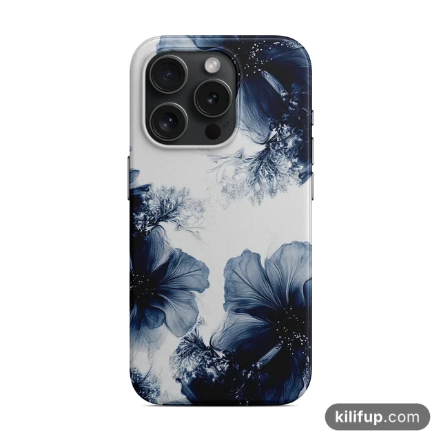 Mavi Çiçek Sulu Boya Telefon Kılıfı – iPhone ve Samsung model seçenekli