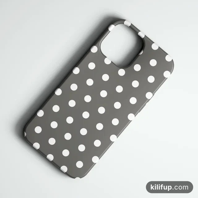 Classic Polka Gri Telefon Kılıfı – iPhone ve Samsung model seçenekli