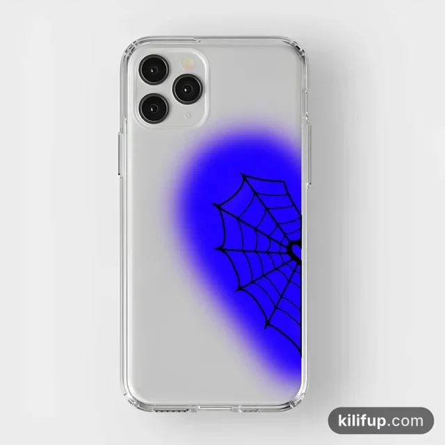 Spider Heart Couple Mavi Telefon Kılıfı