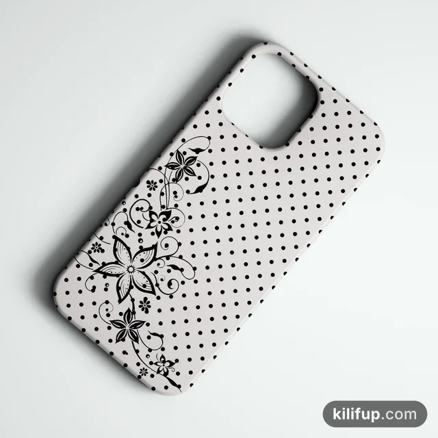 Black Floral Vine Telefon Kılıfı – iPhone ve Samsung model seçenekli