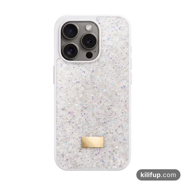 Swarovski Taşlı Beyaz Telefon Kılıfı – şeffaf model seçenekli
