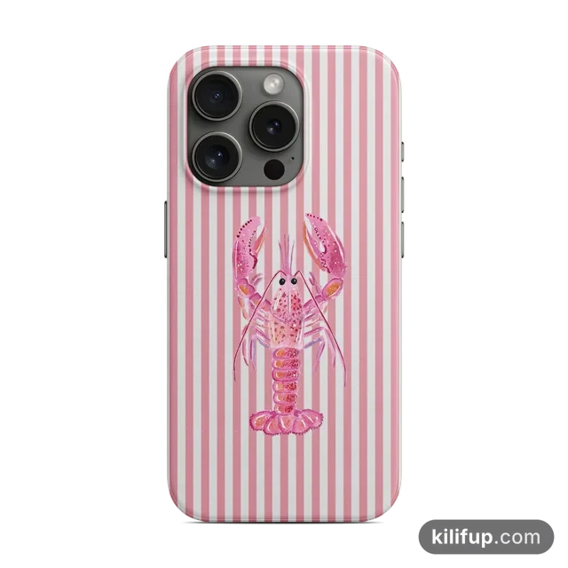 Çizgili Pembe Yengeç Telefon Kılıfı – iPhone ve Samsung model seçenekli