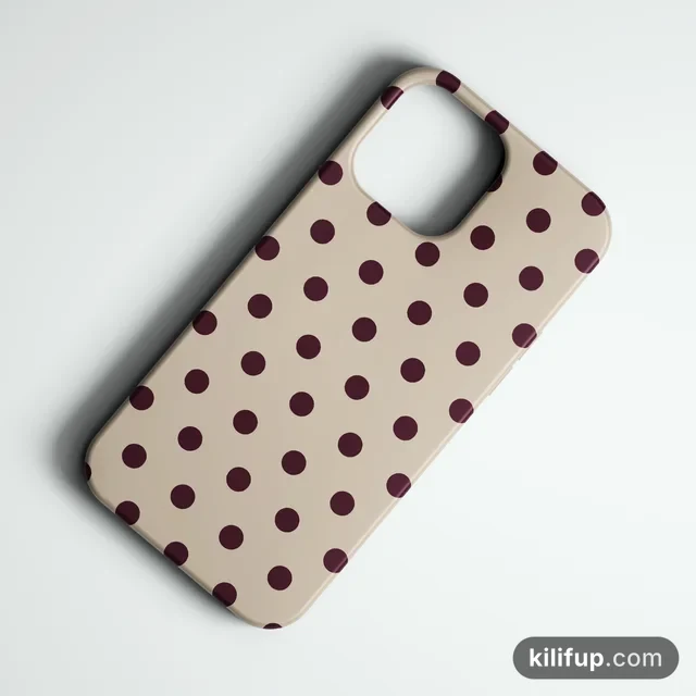 Classic Polka Bej Telefon Kılıfı – iPhone ve Samsung model seçenekli