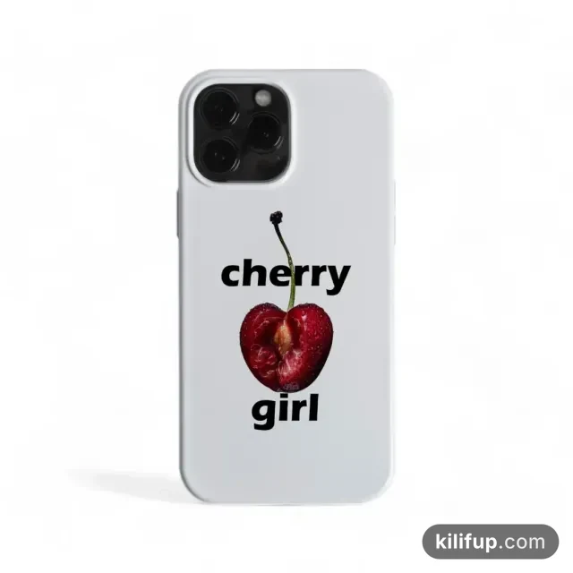 Cherry Girl Beyaz Telefon Kılıfı – iPhone ve Samsung model seçenekli