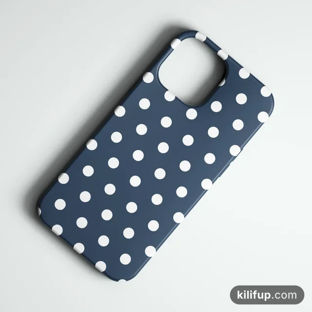 Classic Polka Lacivert Telefon Kılıfı