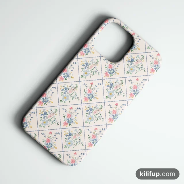 Flower Tile Telefon Kılıfı – iPhone ve Samsung model seçenekli