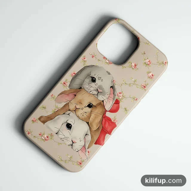 Bunny Bouquet Telefon Kılıfı – iPhone ve Samsung model seçenekli