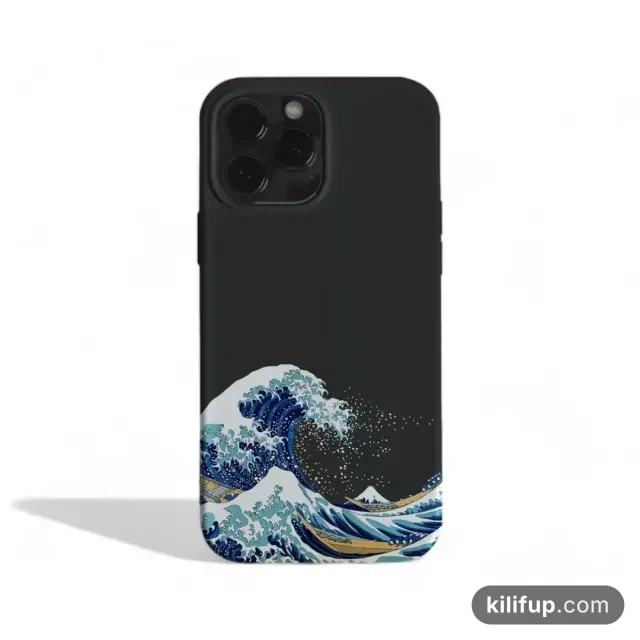 Wave Siyah Telefon Kılıfı – iPhone ve Samsung model seçenekli