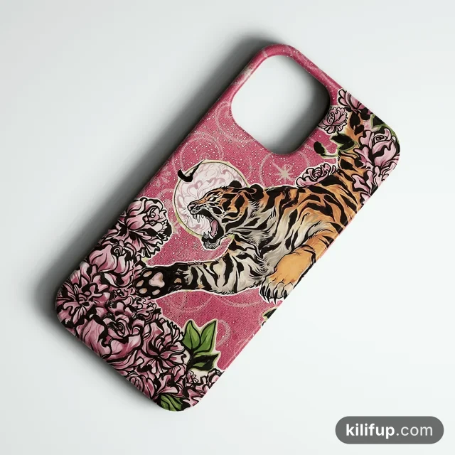 Tiger Bloom Telefon Kılıfı – iPhone ve Samsung model seçenekli