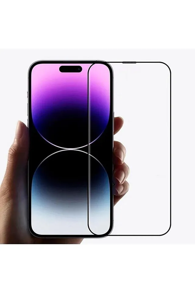 Iphone 13 PRO MAX Tam Kaplayan Ekran Koruyucu - Darbe Emici Temperli Kırılmaz Cam - Extra İnce