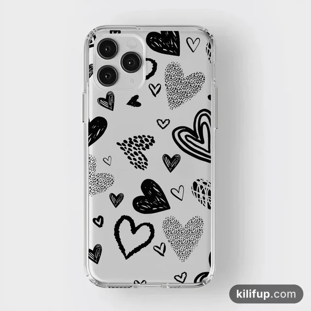 Hearts Şeffaf Telefon Kılıfı – şeffaf model seçenekli