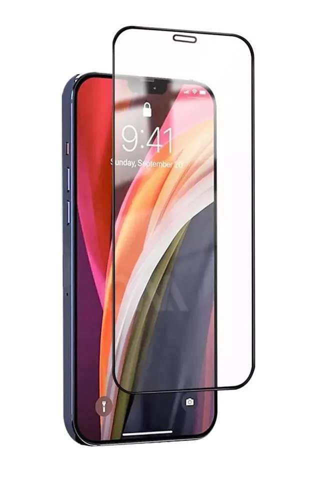 Iphone 12 PRO Tam Kaplayan Ekran Koruyucu - Darbe Emici Temperli Kırılmaz Cam - Extra İnce