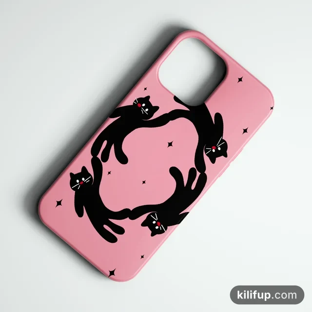 Cat Circle Telefon Kılıfı – iPhone ve Samsung model seçenekli