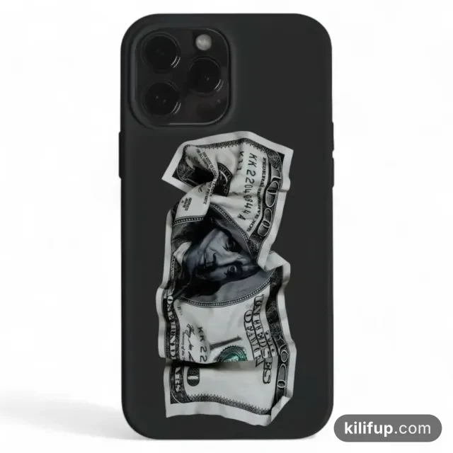 Dollar Siyah Telefon Kılıfı – iPhone ve Samsung model seçenekli